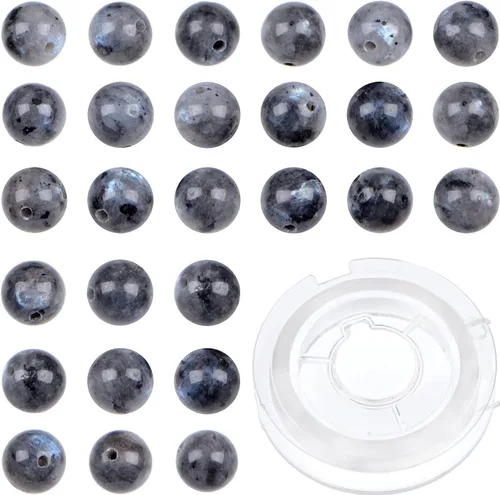 Miniatura 34 de Bymitel - Cuentas redondas de jade blanco natural de 5/32 de pulgada, 210 unidades de piedras preciosas auténticas para bricolaje y fabricación