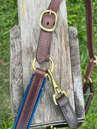 Miniatura 9 de Leaders - Cabestro de cuero de 3/4 pulgadas para caballos con placa de identificación grabada personalizada, halter de cuero con placa de nombre