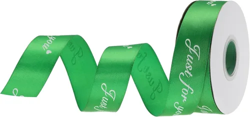 Miniatura 10 de MECCANIXITY Cinta de satén de 1 pulgada de ancho Just for You, cinta de grogrén personalizada de San Valentín de 25 yardas para envolver regalos