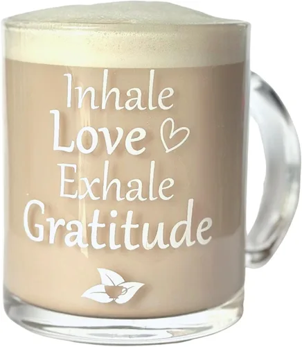 Miniatura 5 de DelighTeas Taza inspiradora para café/té, taza de vidrio de 12 onzas con asa, taza de vibraciones positivas, gran regalo para amantes del café