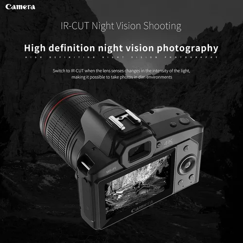 Miniatura 4 de Cámara de fotografía profesional, 64MP IR visión nocturna Vlogging cámara grabadora con pantalla de 3.0 pulgadas, cámara digital de 120 grados gran