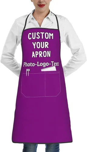 Miniatura 37 de Delantales personalizados para adultos, delantal personalizado con logotipo de foto, delantal impermeable con 2 bolsillos