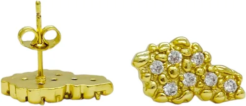 Miniatura 5 de Aretes de tuerca de plata de ley 925 con acabado de oro amarillo de 18 quilates para hombre