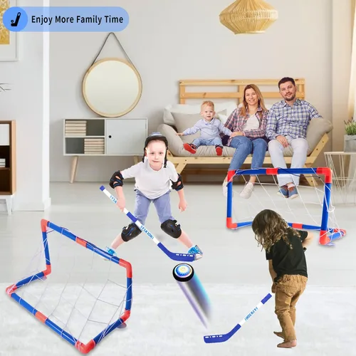 Miniatura 5 de Conjunto de hockey y fútbol flotante 3 en 1, juguetes de hockey y fútbol recargables con aire flotante y batería para niños con luces LED