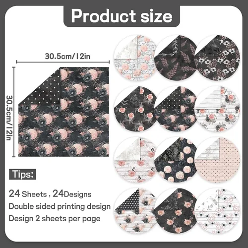 Miniatura 2 de Papel de álbum de recortes de 12 x 12 pulgadas, 24 hojas de manualidades decorativas de origami, impresión de doble cara, decoración de álbum