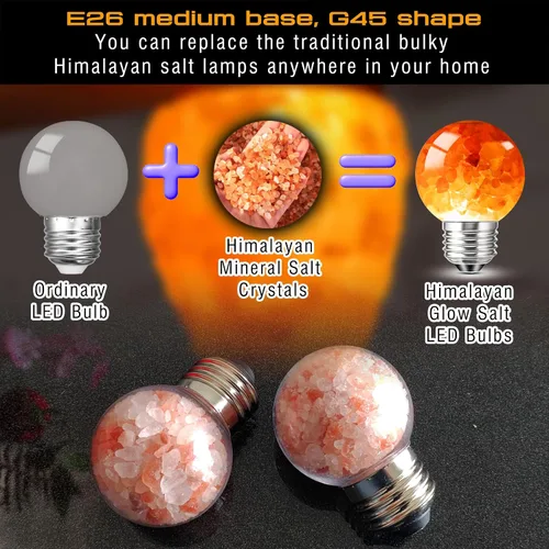 Miniatura 6 de Bombillas LED para lámpara de sal del Himalaya, E26 2200 K rosa ámbar cálido, luz nocturna de iluminación de estado de ánimo, bombillas E26 G45