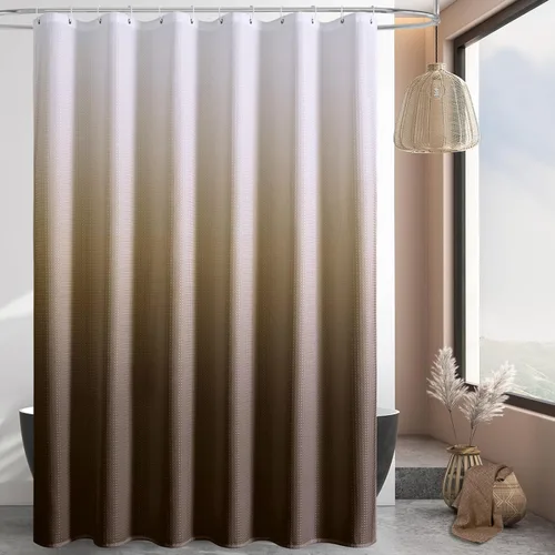 Miniatura 35 de MitoVilla - Cortina de ducha de tela de nido de abeja burdeos, cortinas de ducha con textura de nido de abeja modernas para decoración de lujo