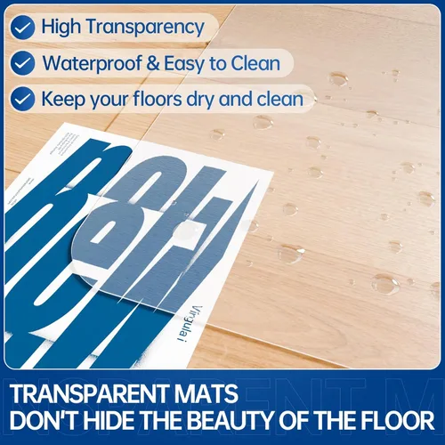 Miniatura 4 de Tapete para silla para suelos duros, 48" x 30", tapete de oficina para sillas con ruedas, tapete de plástico transparente para silla de escritorio