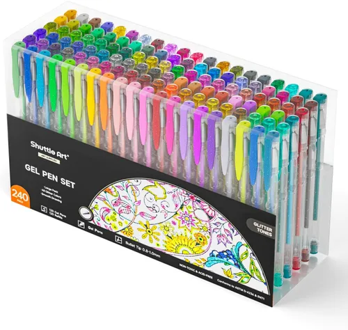 Miniatura 9 de Shuttle Art - Juego de 160 bolígrafos de gel con brillo, 80 colores, con 80 recargas para libros de colorear para adultos, dibujo, manualidades