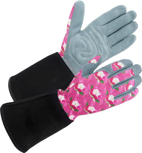 Miniatura 14 de SKYDEER Guantes de jardinería de piel de ciervo genuina para mujer, ultrasuaves y acolchados, ajuste cómodo para el trabajo (SD6611/M)