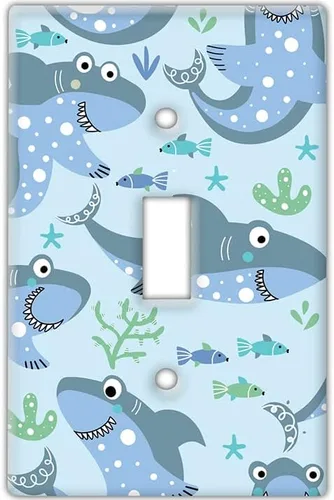 Miniatura 11 de Placa decorativa para interruptor de pared, placa de interruptor de decoración de tiburón bebé, hace una gran decoración de guardería con muchos