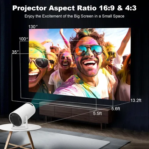 Miniatura 5 de Mini proyector, proyector portátil HY300 PRO, proyector inteligente, compatible con 4K 1080P con doble banda WIFI6 5G inalámbrico 5.4 Bluetooth, 160