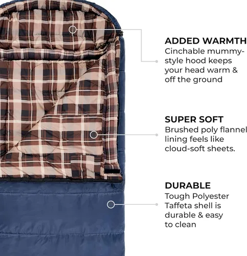 Miniatura 4 de TETON Celsius XL, -25, 20, 0 Degree - Saco de dormir duradero y cálido para adultos y niños. Camping hecho fácil y cálido. Saco de compresión Azul