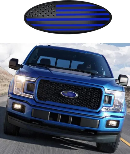 Miniatura 18 de CONGCONG Emblema para Ford Bronco, superposición de 5 pulgadas para portón trasero emblema ovalado de bandera americana negra para Ford Bronco Negro