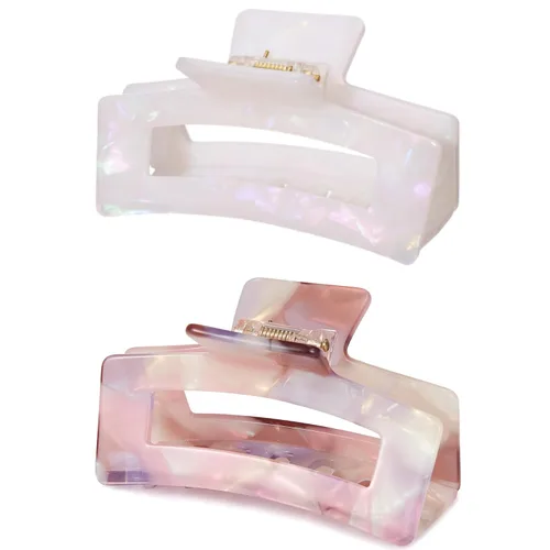 Miniatura 12 de Pinzas para el cabello de 3 pulgadas, diseño francés, pinza rectangular para el cabello para mujeres, damas y madres (paquete de 2)
