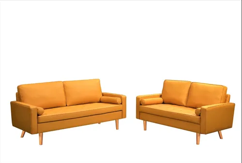 Miniatura 34 de Container Furniture - Sofá de piel sintética para la sala de estar moderna con cojines extraíbles y patas de madera maciza, sofá estilo lujoso