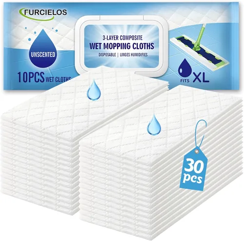 Miniatura 7 de 20 paños de limpieza húmedos XL resistentes compatibles con Swiffer Sweeper XL Mop, almohadillas húmedas desechables tamaño XL para limpieza
