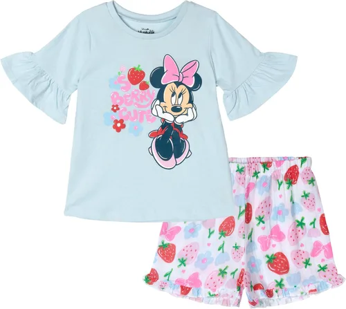 Disney Conjunto de camiseta y pantalones cortos de gasa para bebés y niños grandes (12 meses - 14-16)