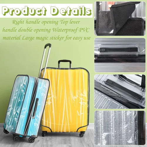 Miniatura 5 de Reginary 8 piezas transparente cubierta de equipaje PVC impermeable maleta cubierta protectora para equipaje Spinner ruedas maleta, Transparente