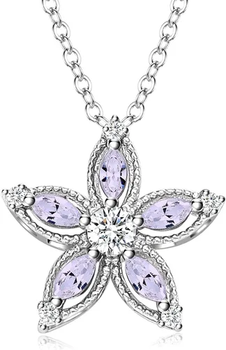 ITS4YEO 925 Sterling Silver Love Heart Birthstone Necklaces Silver Necklace Zircon Pendant Necklaces for Women Jewelry Gift for Women Wife Girls Her