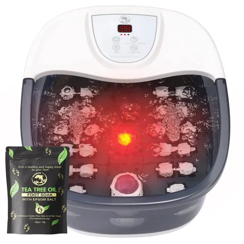 Miniatura 10 de ECARBME Masajeador de baño de pies con calor, vibración, control de temperatura, chorros, burbujas y sal de Epsom, bañera de baño de pies con 22