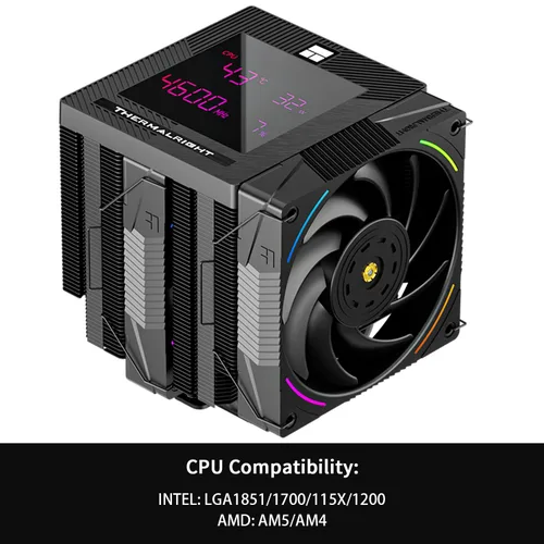 Miniatura 2 de Thermalright Phantom Spirit 120 Digital EVO Enfriador de aire para CPU, 7 tubos de calor, ventiladores PWM duales de 120 mm, cubierta superior