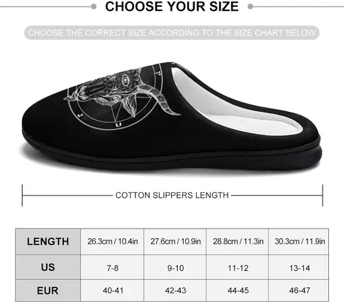 Miniatura 2 de Pentagram with Demon Baphomet Satanic Goat - Pantuflas de algodón para hombre, de espuma viscoelástica suave, para interiores y exteriores