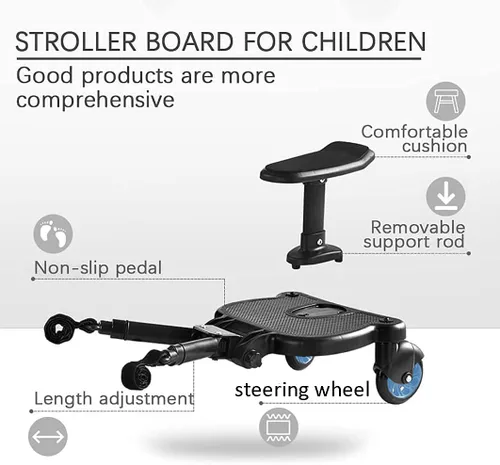 Miniatura 6 de Tabla universal para cochecito con asiento desmontable, apto para la mayoría de marcas de cochecitos, soporta niños de hasta 55 libras (azul)