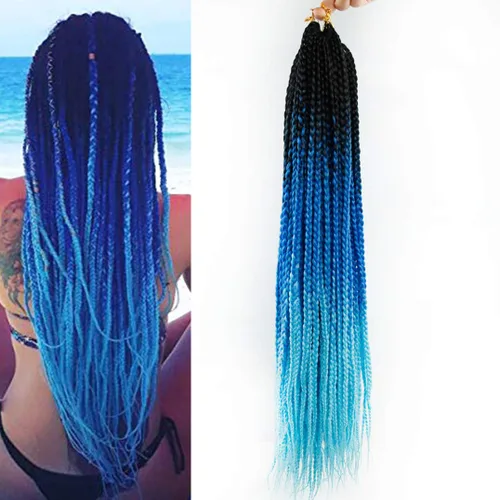 Miniatura 22 de 6 paquetes de trenzas de ganchillo de caja, cabello sintético pre-anillado, trenzas de ganchillo de caja, trenzas de ganchillo de 22 pulgadas