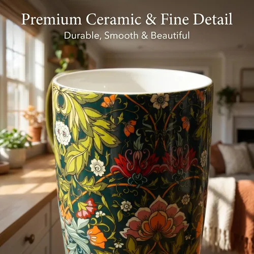 Miniatura 5 de Taza de Café de Cerámica de Porcelana con Tapa para Lata de Té 17oz. Azul y Verde, 2 Piezas