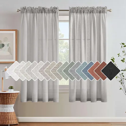 Miniatura 54 de H.VERSAILTEX Cortinas de Lino con Textura Filtradoras de Luz para Tratamiento de Ventanas de Sala de Estar, Cortinas Naturales Duraderas