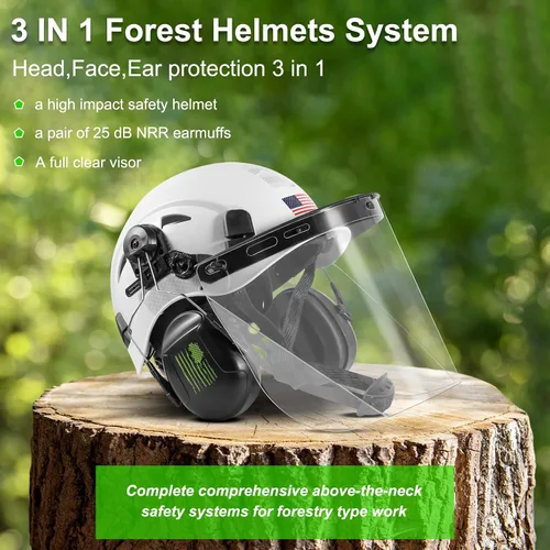 Miniatura 2 de Casco de Seguridad Forestal Casco de Motosierra con Visera Transparente Completa de Policarbonato y Orejeras 3 en 1 Casco Duro Forestal Protector