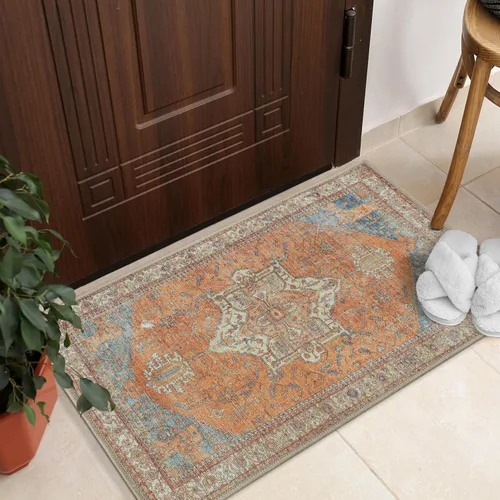 Miniatura 58 de GLN Rugs Traditional Collection - Alfombra de felpilla lavable a máquina, tradicional, antideslizante, alfombra de felpilla de pelo bajo, para sala