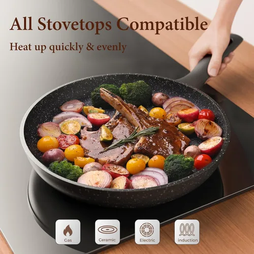 Miniatura 3 de Sartenes antiadherentes, utensilios de cocina de piedra saludable, sartén profunda, sartén para tortillas, sartenes antiadherentes para cocinar