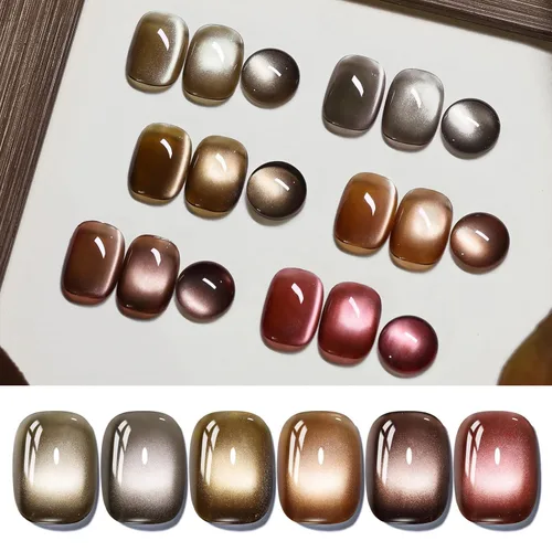 Miniatura 19 de Born Pretty - Esmalte de uñas en gel magnético Cat, set de esmalte de uñas de gel brillante retro magnético de 6 colores, kit de esmalte de uñas Oda