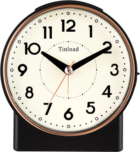 Miniatura 10 de Tinload Reloj despertador analógico de 4.3" sin tictac, silencioso y legible para personas mayores, fácil de configurar, alarma de aumento gradual