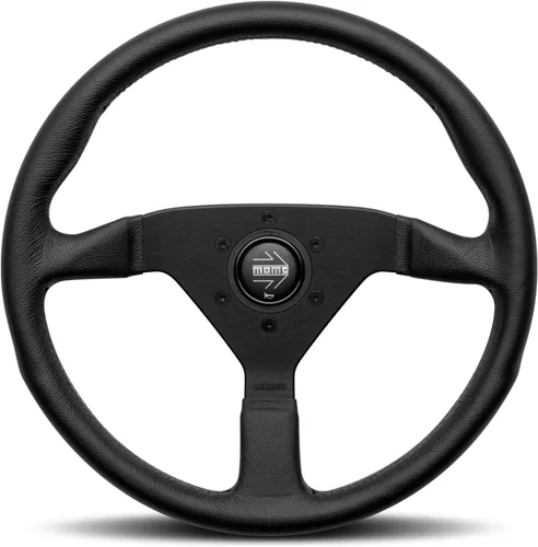Miniatura 2 de MOMO Motorsport Montecarlo Alcantara Street Volante Negro Alcantara Grip, Radios anodizados cepillados, BK Stitch 12.598 in