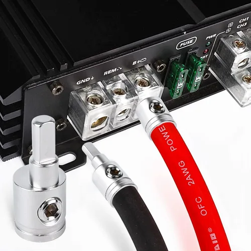 Miniatura 5 de 4PCS Reductor de Cable de Audio Estéreo para Automóvil de Servicio Pesado - Calibre 0 a Calibre 4 para Entrada de Amplificador, Conexión