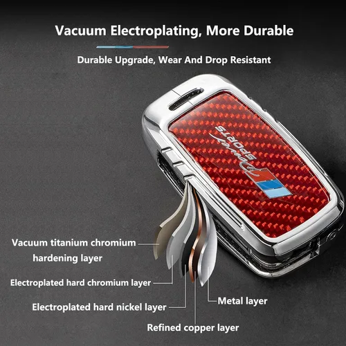 Miniatura 27 de Funda para llavero BMW con llavero, fibra de carbono real, protección de aleación de zinc, compatible con BMW 1 3 4 5 6 7 Series X1 X3 X4 M5 M6 GT3