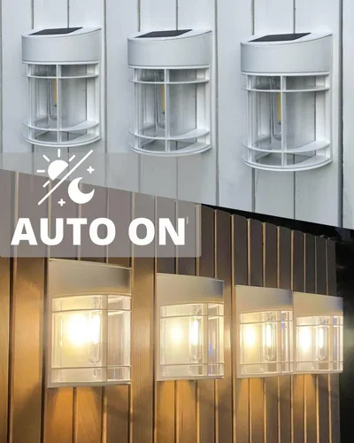 Miniatura 3 de Luces Solares de Valla, 8 Piezas de Luz de Cubierta Alimentadas por Energía Solar, Luces Solares Impermeables para Exteriores Decorativas