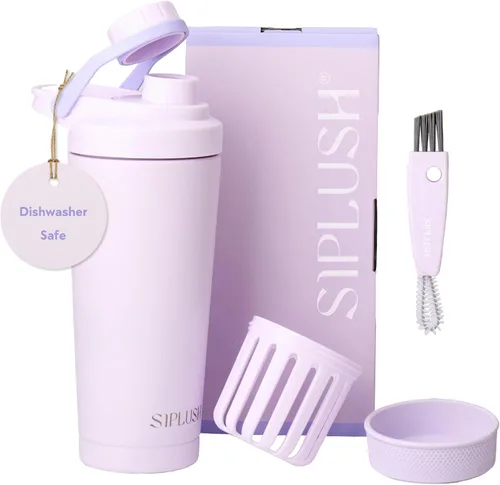 Miniatura 11 de Paradise Shaker Bottle - Botella mezcladora de proteínas de acero inoxidable aislada de 24 onzas, apta para lavavajillas, con cepillo de tapa