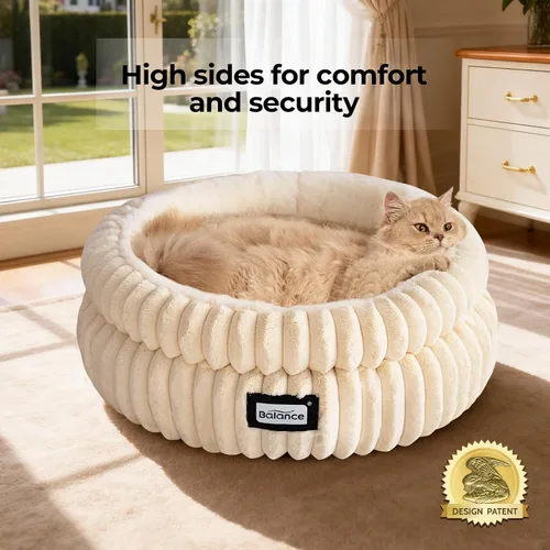 Miniatura 2 de BALANCE Cama para Gatos Cama para Gatitos, cama redonda lavable para gatos de interior, cama de felpa súper suave de piel sintética para cachorros