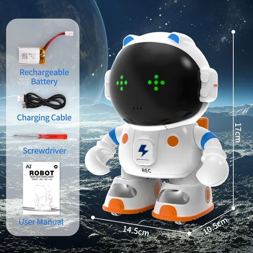Miniatura 7 de KaeKid Robots astronautas para niños, robótico parlante inteligente con sensor táctil, control de voz, reconocimiento de voz, cantar, bailar