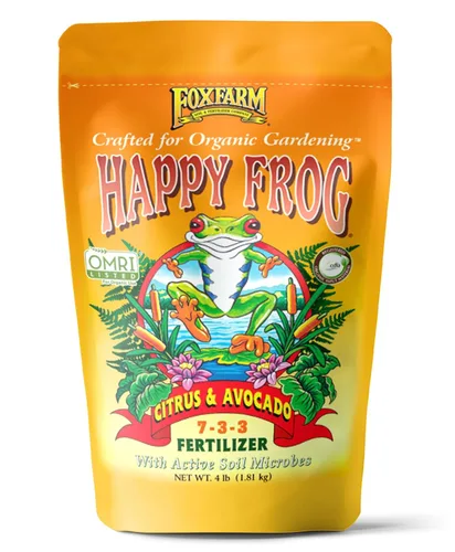 FoxFarm Happy Frog - Fertilizante de cítricos y aguacate, con certificación OMRI, nitrógeno de liberación lenta, calcio y azufre para árboles de