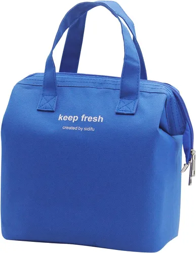 Mziart Bolsa de almuerzo aislada simple Bento bolsa de almuerzo bolsa de almuerzo para mujeres hombres adultos picnic trabajo senderismo playa (azul)