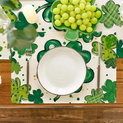 Miniatura 2 de Artoid Mode Dot Shamrock Luck of The Irish St. Patrick's Day - Juego de 4 manteles individuales de 12 x 18 pulgadas para decoración de fiestas