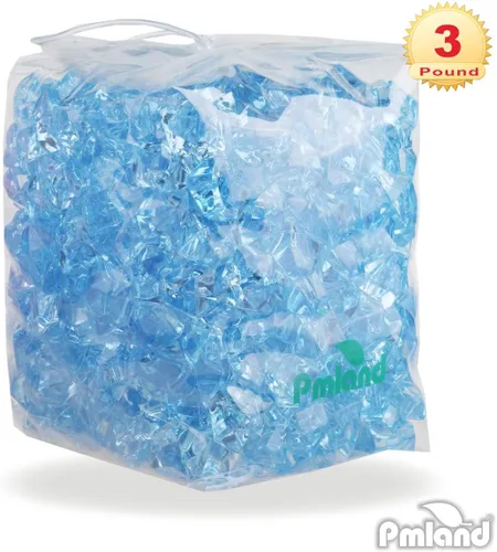 Miniatura 6 de PMLAND Rocas de hielo falsas transparentes – 550 piezas de gemas acrílicas grandes de color azul claro diamantes de plástico triturados, 3 libras