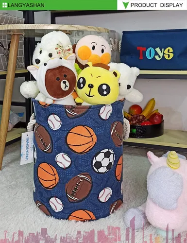Miniatura 4 de Cesto de almacenamiento plegable de tela de lona para dormitorio, ropa, habitación del bebé, juguetes y cesta de regalo