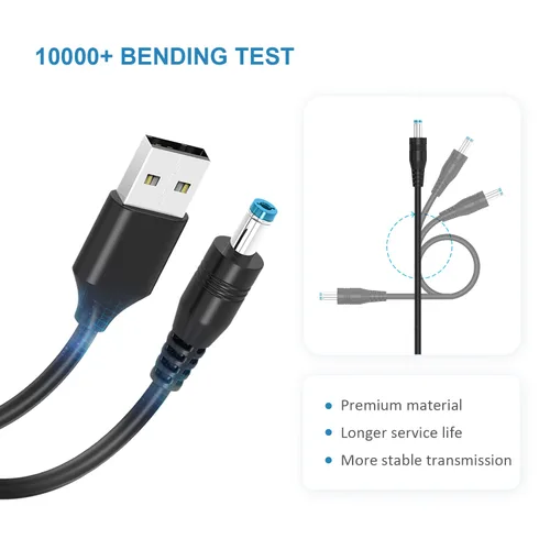 Miniatura 5 de Powseed Cable de alimentación de 5 V CC, cable de carga USB a CC con 10 enchufes adaptadores para cargar luz LED Pixel, USB-HUB, mini ventilador