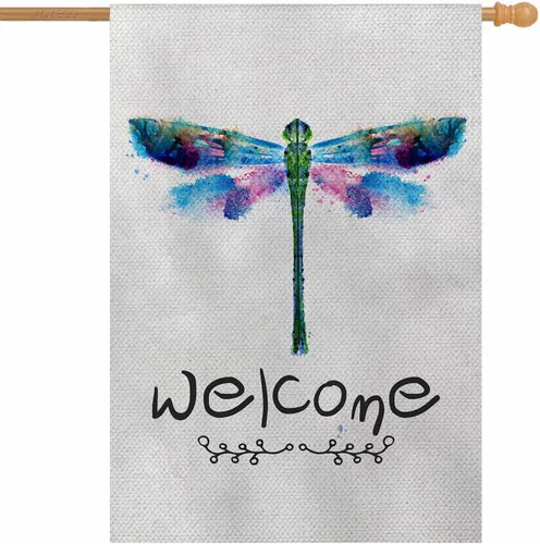 Miniatura 5 de AOYEGO Daisy - Bandera de bienvenida para casa, de 28 x 40 pulgadas, grande, vertical, de doble cara, abejas en una margarita blanca salvaje